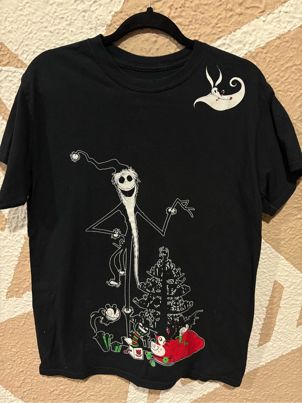 Black Holiday Graphic Tee with Jack Skellington Design